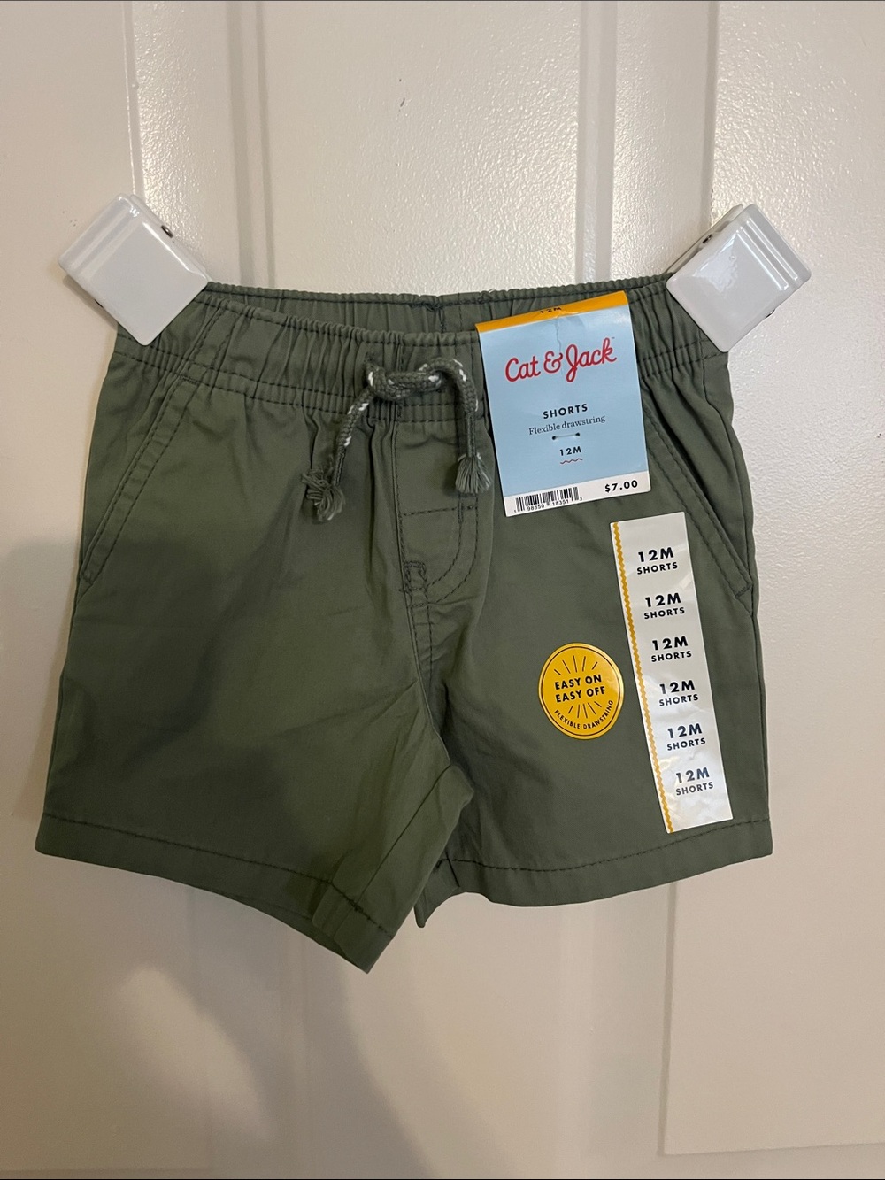 NWT Cat & Jack Olive Green Drawstring Toddler Shorts 12M